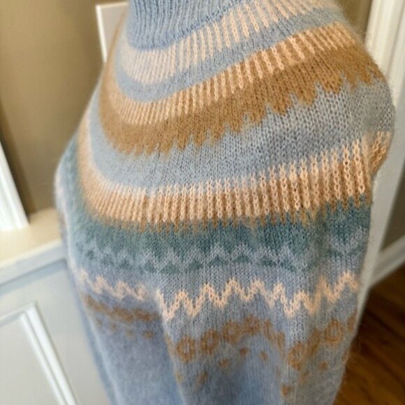 J.Crew Fair Isle Yoke Sweater XXS Blue Alpaca Wool Nordic Puff Sleeve BD152 - Picture 7 of 13
